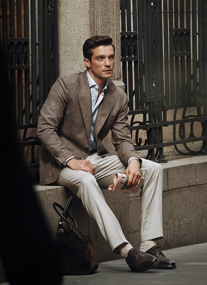 Pantalon Homme Oscar Jacobson Pour Harrods - Gris Clair, 100% Laine, 32L/32L - Occasion TB