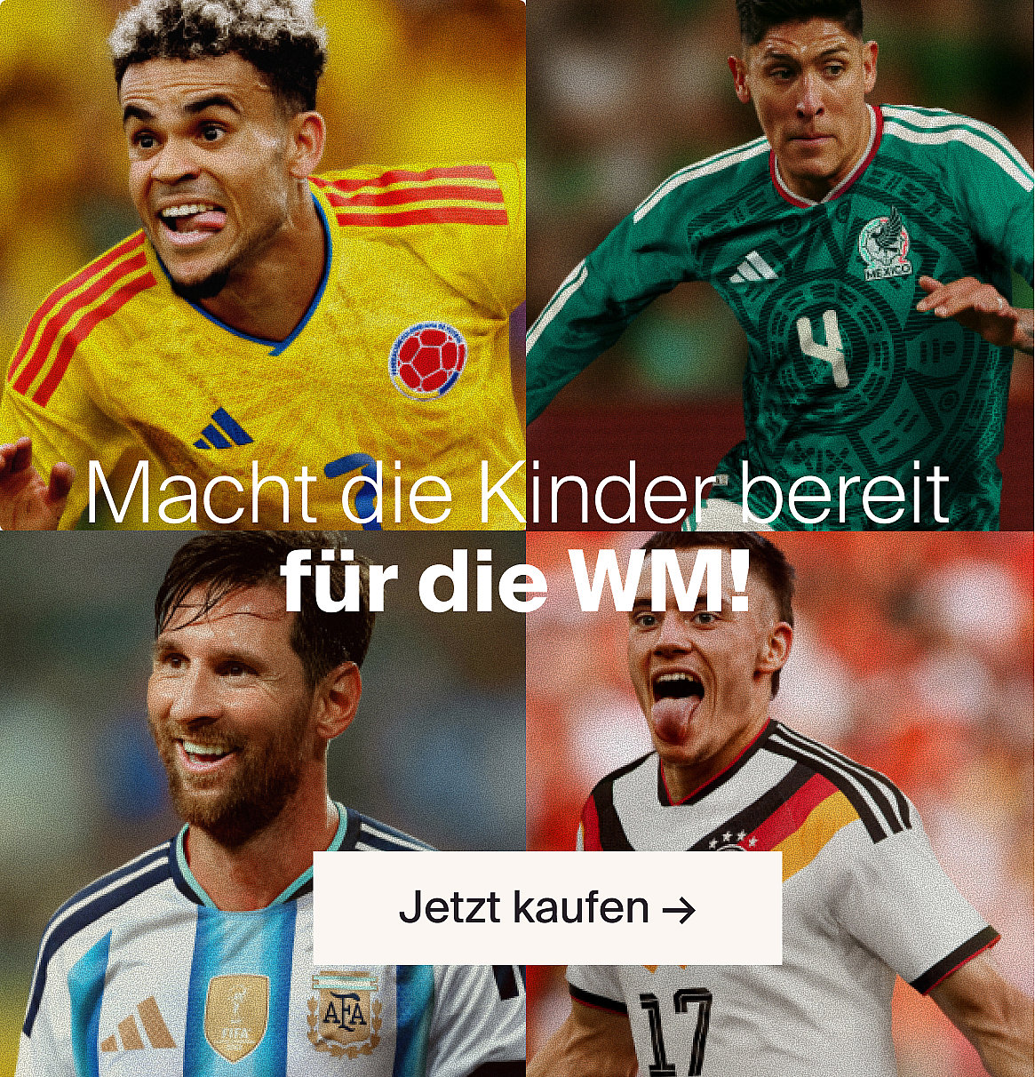 Mached d'Chind parät für d'Fuessballparty!
Jetzt shoppe
