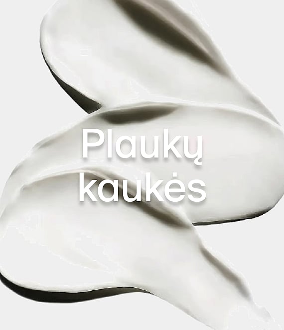 Balti kremo sūkuriai ant šviesaus fono su žodžiu „Hårmask“ (plaukų kaukė) centre.