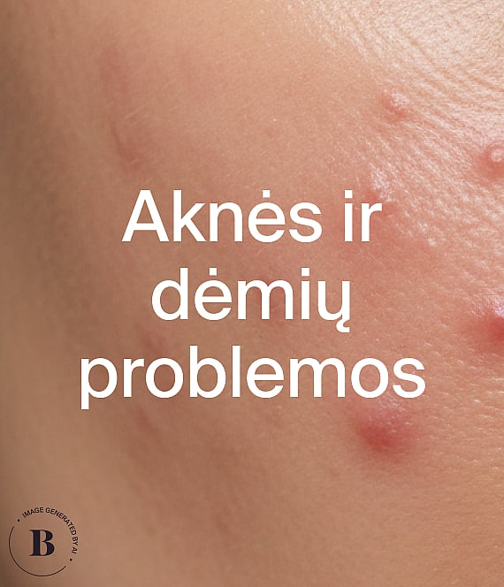 Stambiu planu: rausva oda su smulkiomis raudonomis gyslelėmis. Baltas tekstas „Känslig hy“.