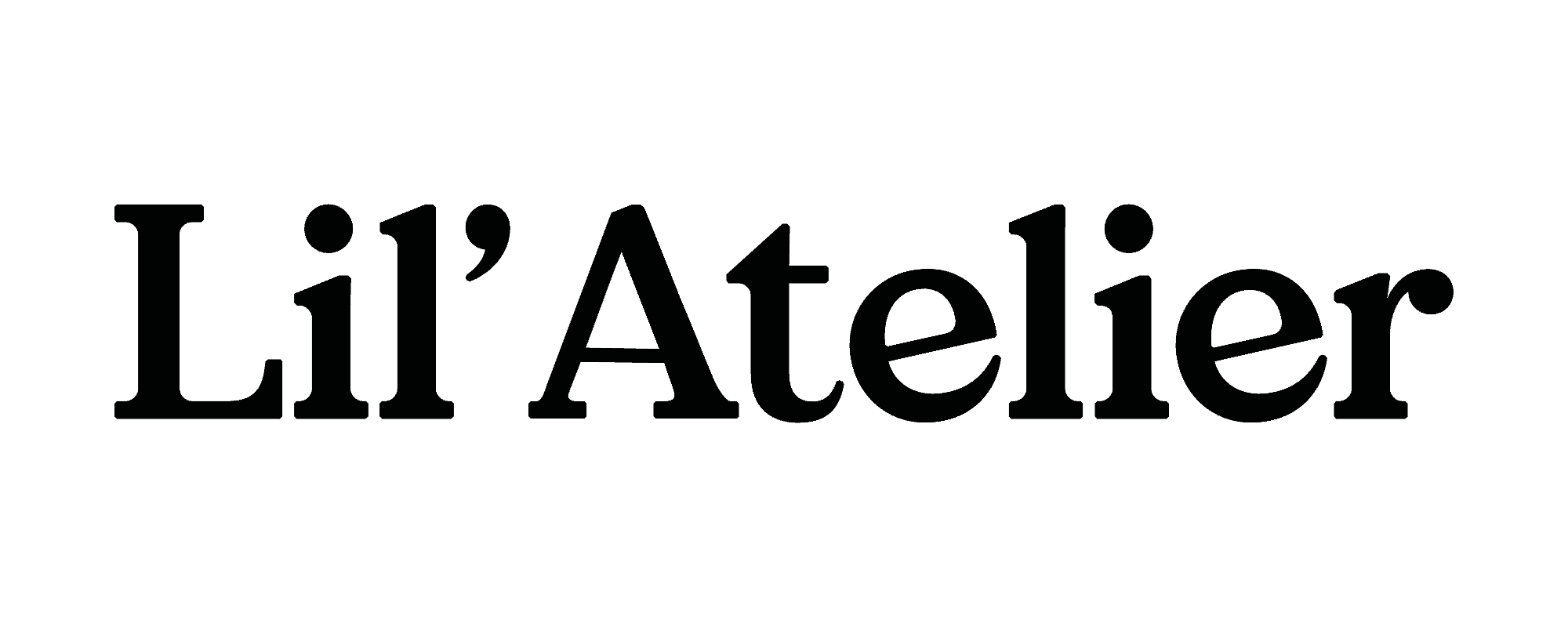 Black, bold, serif text "Lil'Atelier" on a white background.